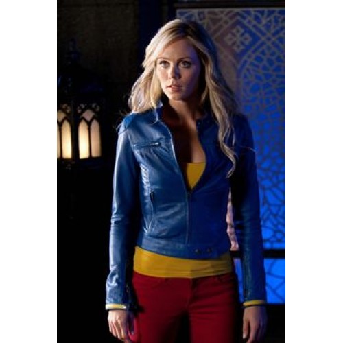 Supergirl Smallville Laura Vandervoort Blue Leather Jacket
